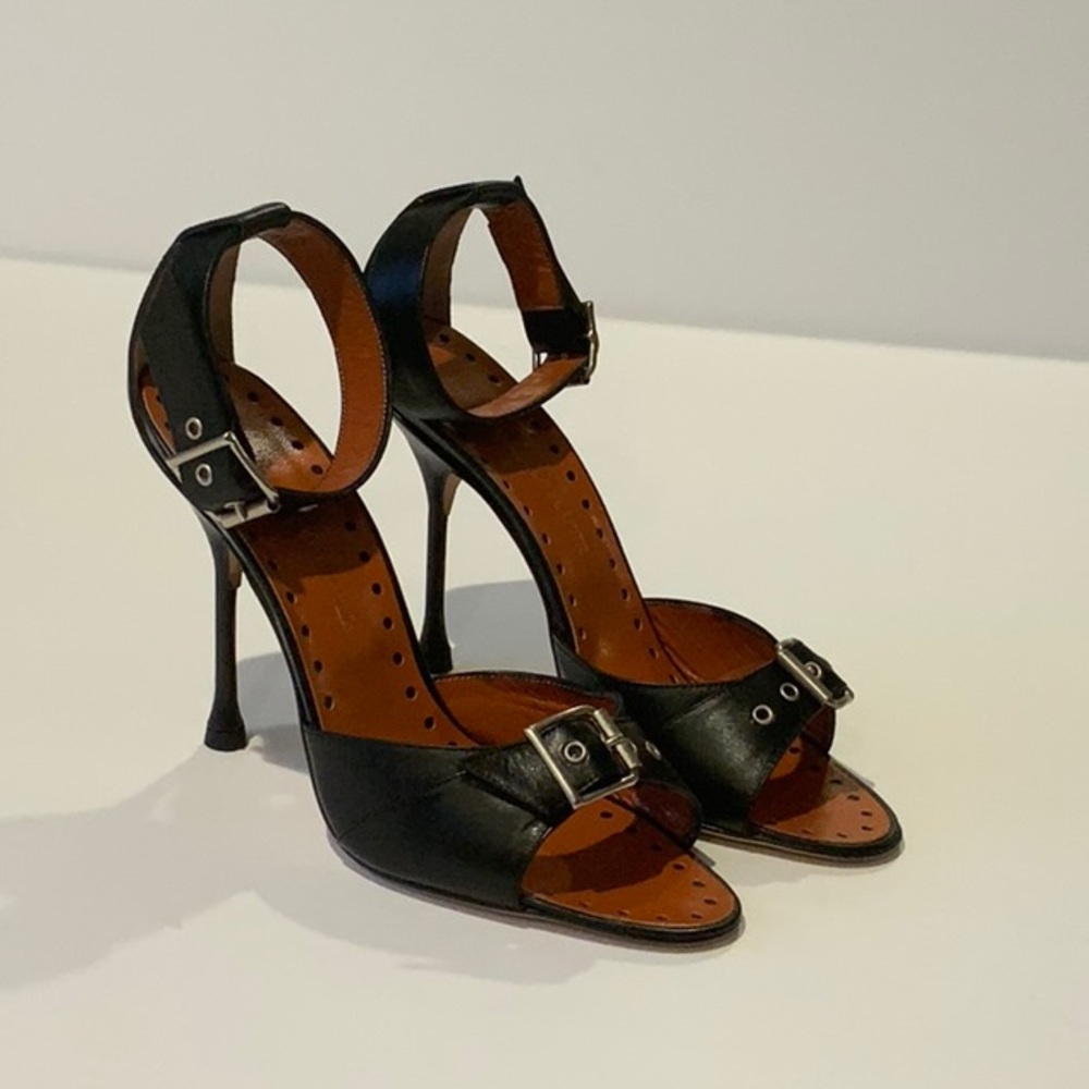 Manolo Blahnik Black Leather Sandals